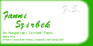 fanni szirbek business card